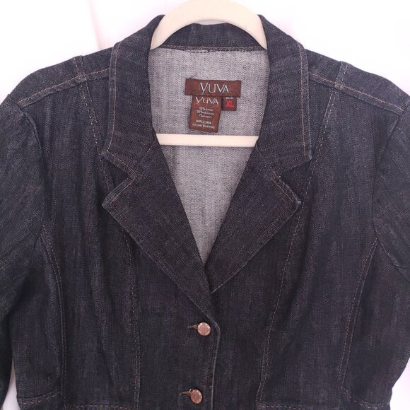 Yuva Navy Blue Button Long Sleeve Denim Jean Jacket Size XL - Picture 5 of 13